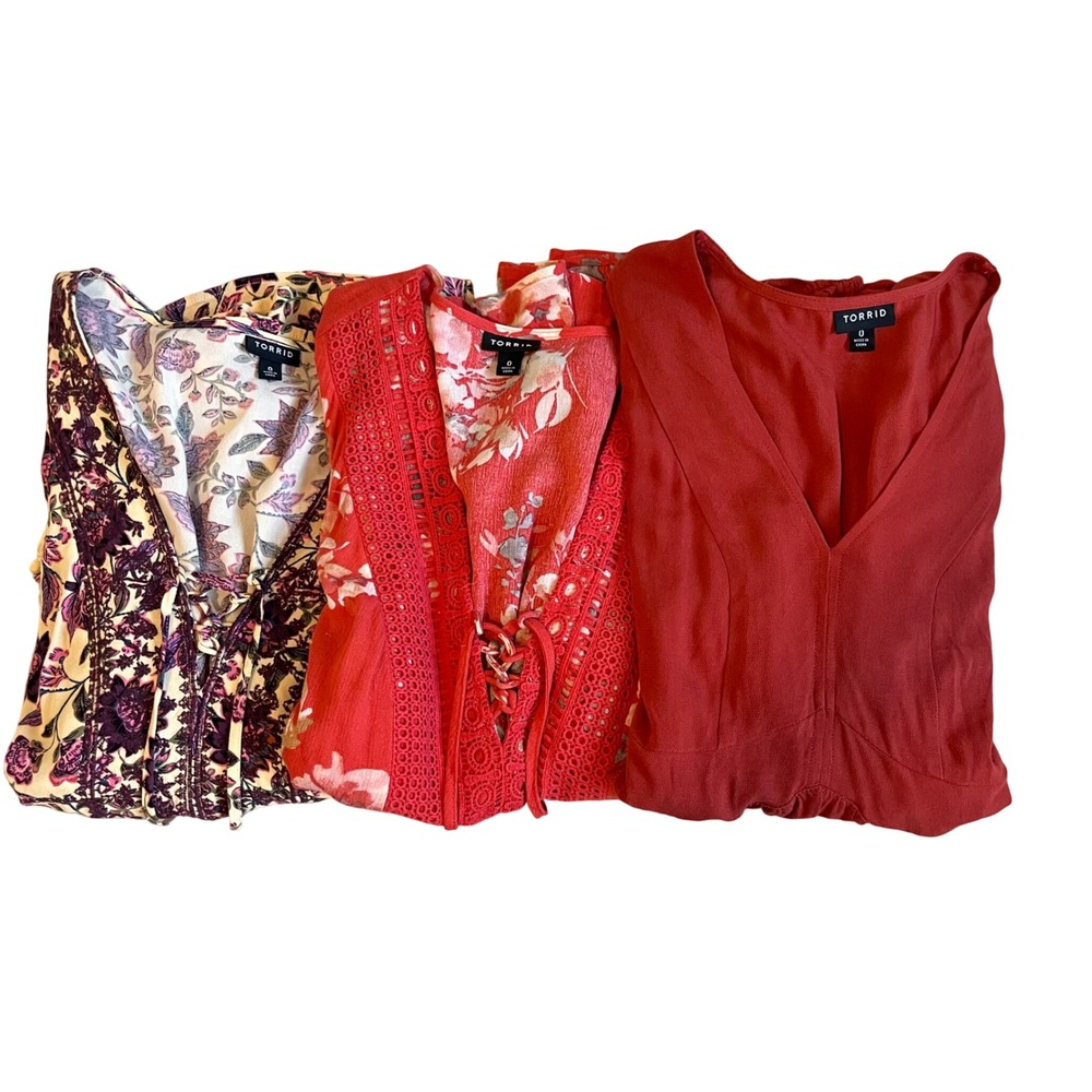 Torrid Set of 3 Long Sleeve V Neck Blouses Size 0